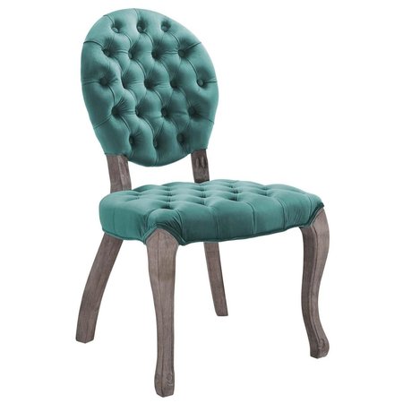 PATIO TRASERO Exhibit French Vintage Dining Performance Velvet Side Chair, Teal PA2090034